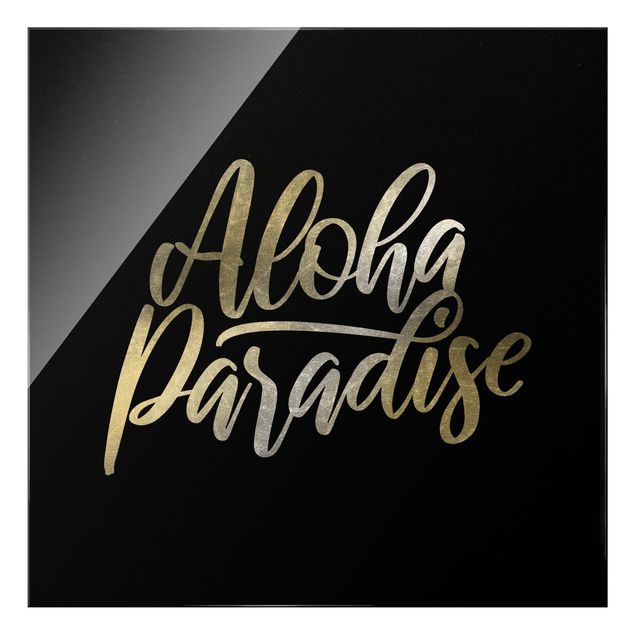 Wanddeko Treppenhaus Silber - Aloha Paradise auf Schwarz