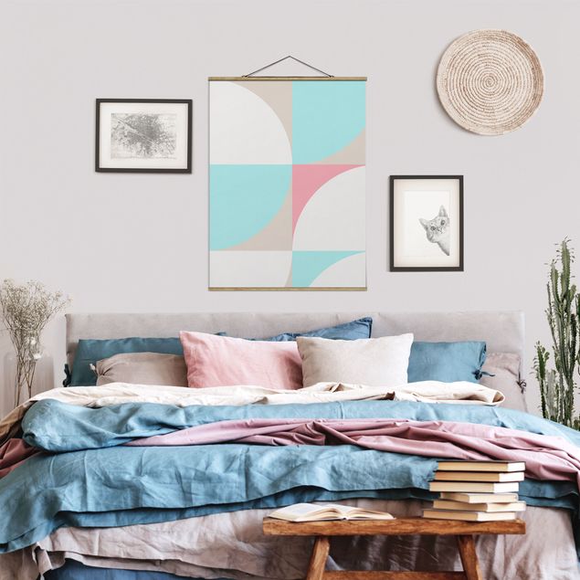 Wanddeko Schlafzimmer Skandinavische Formen in Pastell