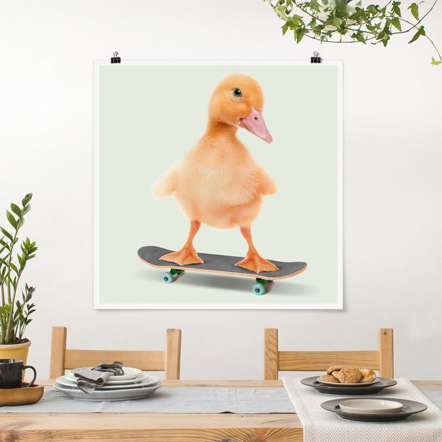 Wanddeko gelb Skate Ente