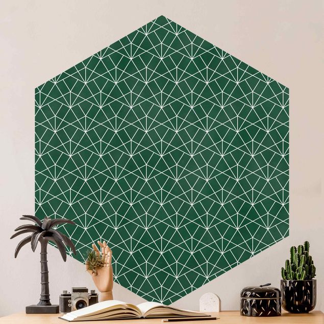 Wanddeko Schlafzimmer Smaragd Art Deco Linienmuster