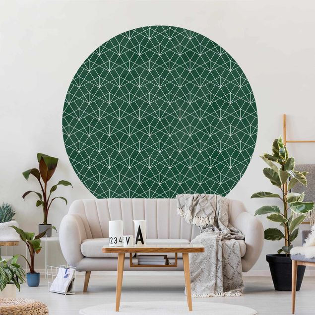 Wanddeko Wohnzimmer Smaragd Art Deco Linienmuster