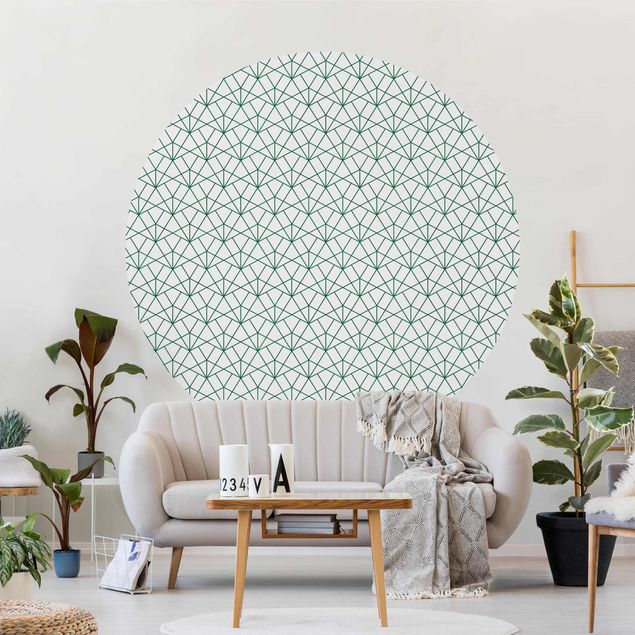 Wanddeko Wohnzimmer Smaragd Art Deco Muster XXL