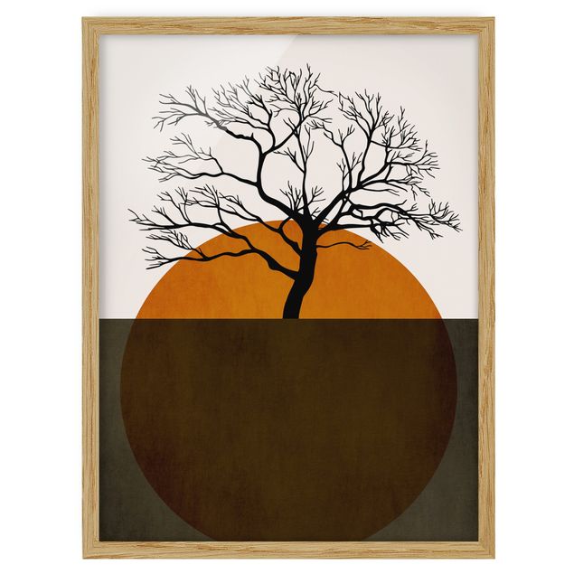 Wanddeko orange Sonne mit Baum