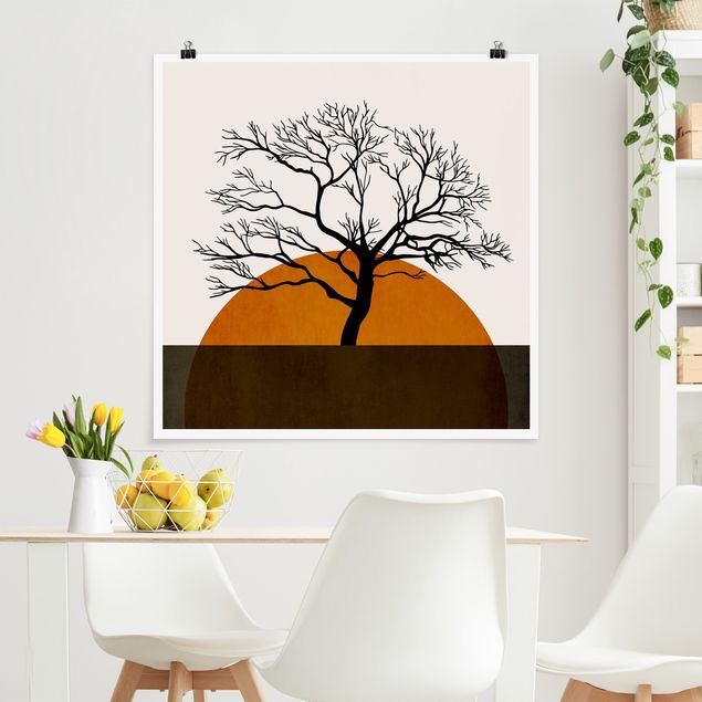 Wanddeko Flur Sonne mit Baum