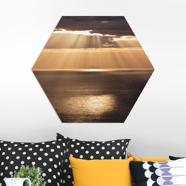 Wanddeko Schlafzimmer Sonnenstrahlen über dem Meer