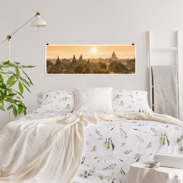 Wanddeko Schlafzimmer Sonnenuntergang über Bagan