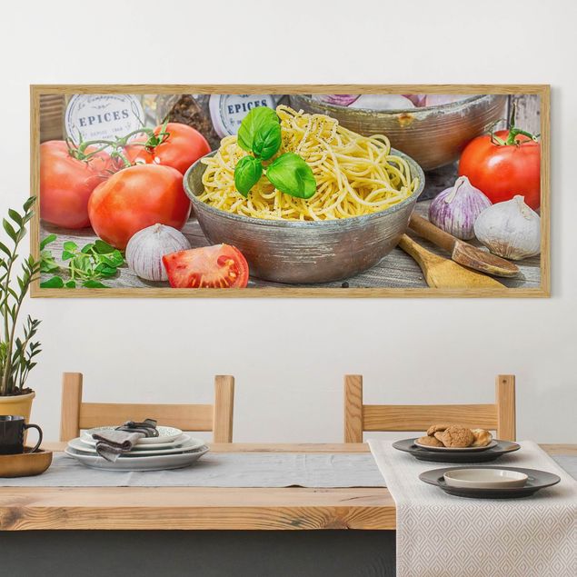 Wanddeko Küche Spagetthischale mit Basilikum