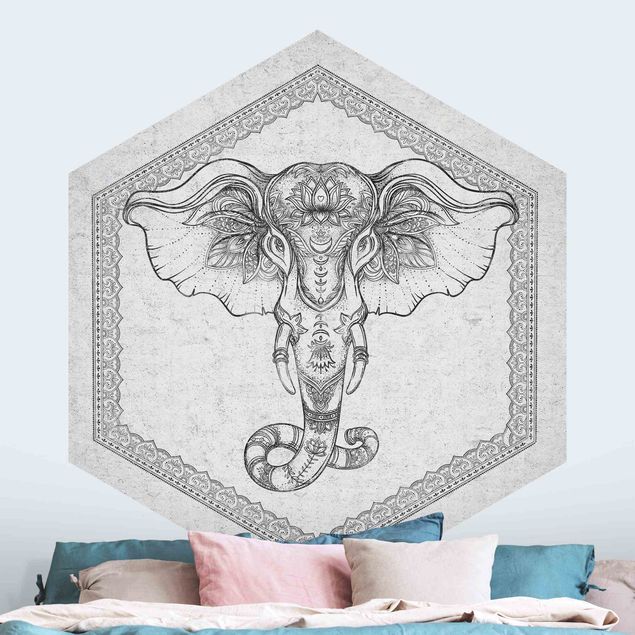 Wanddeko Schlafzimmer Spiritueller Elefant in Betonoptik