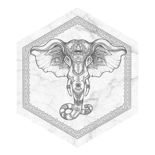 Wanddeko Esszimmer Spiritueller Elefant in Marmoroptik