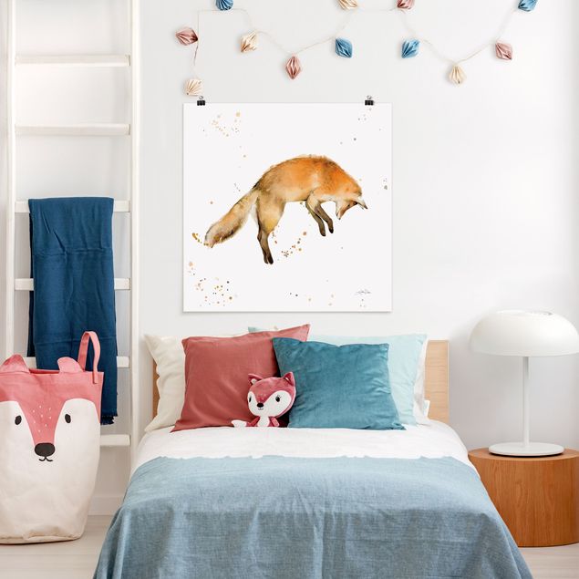 Wanddeko Büro Springender Fuchs