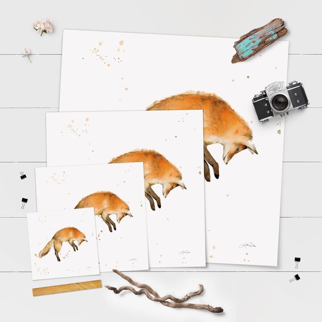 Poster Tiere Springender Fuchs