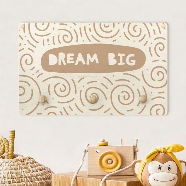Kinderzimmer Deko Spruch Dream Big mit Wirbel Natur