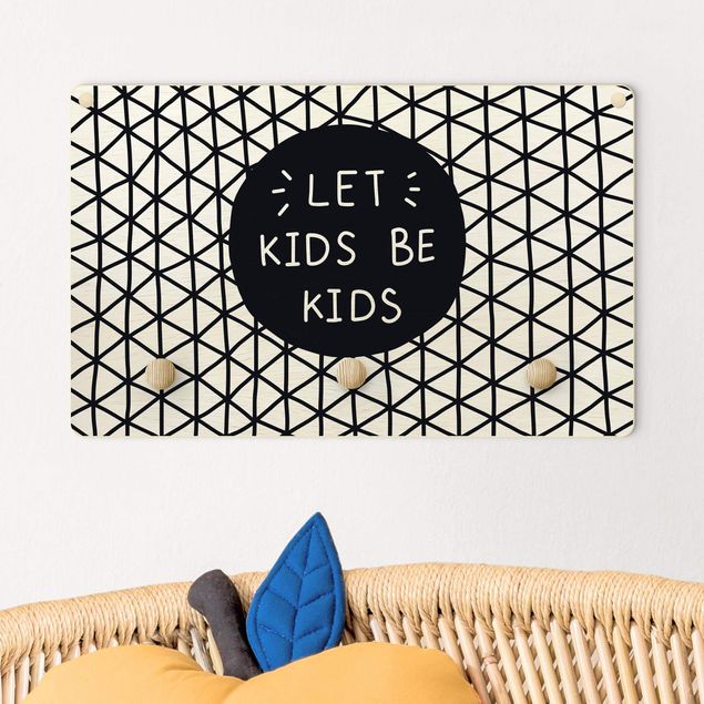 Deko Kinderzimmer Spruch Let Kids Be Kids mit Gitter Schwarz