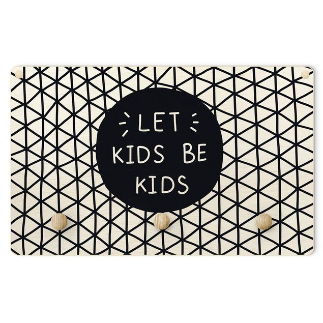 Wanddeko Mädchenzimmer Spruch Let Kids Be Kids mit Gitter Schwarz