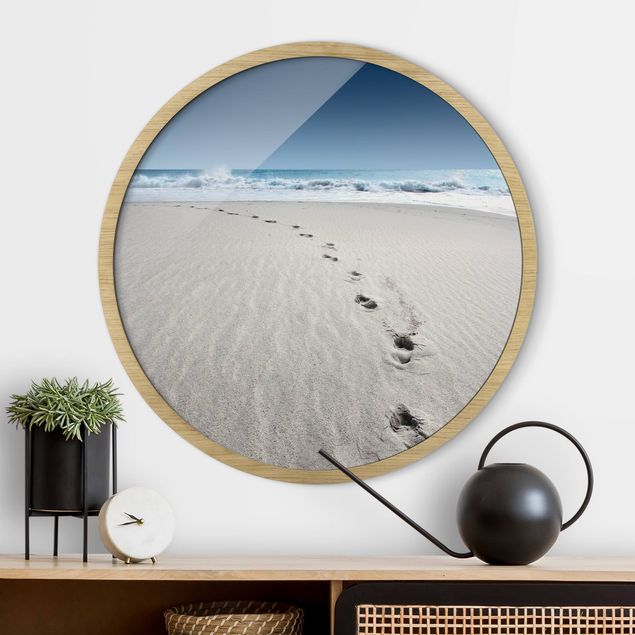 Strandbilder mit Rahmen Spuren im Sand