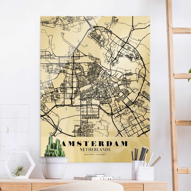 Wanddeko Schlafzimmer Stadtplan Amsterdam - Klassik
