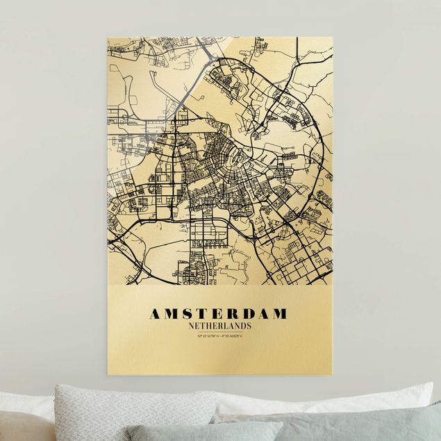 Wanddeko Büro Stadtplan Amsterdam - Klassik