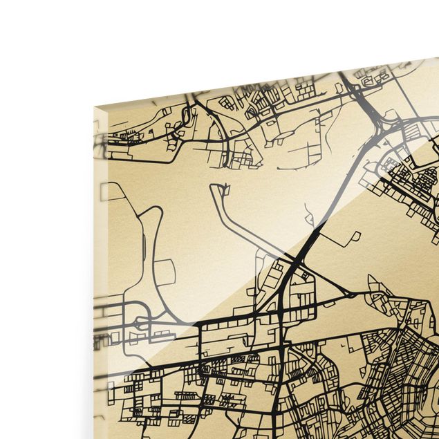 Wanddeko schwarz-weiß Stadtplan Amsterdam - Klassik
