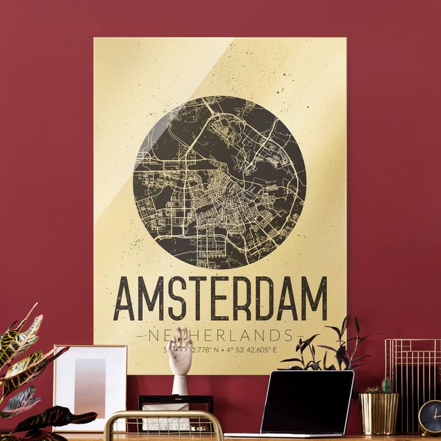 Wanddeko Flur Stadtplan Amsterdam - Retro