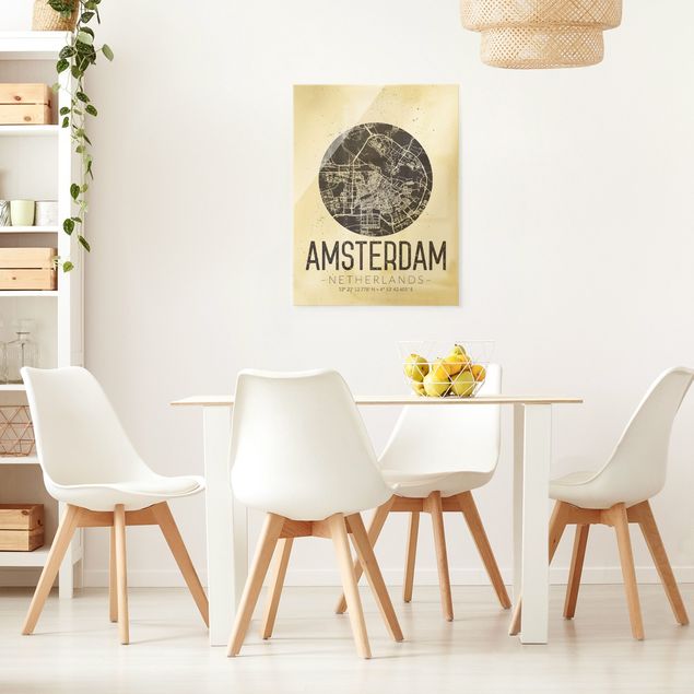 Wanddeko Esszimmer Stadtplan Amsterdam - Retro