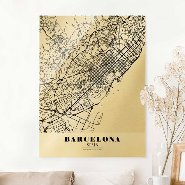 Wanddeko Schlafzimmer Stadtplan Barcelona - Klassik