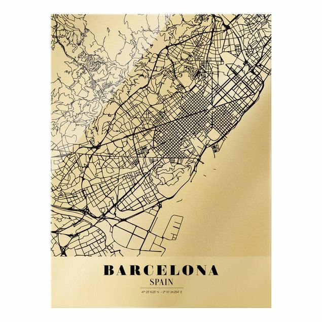Wanddeko Jugendzimmer Stadtplan Barcelona - Klassik