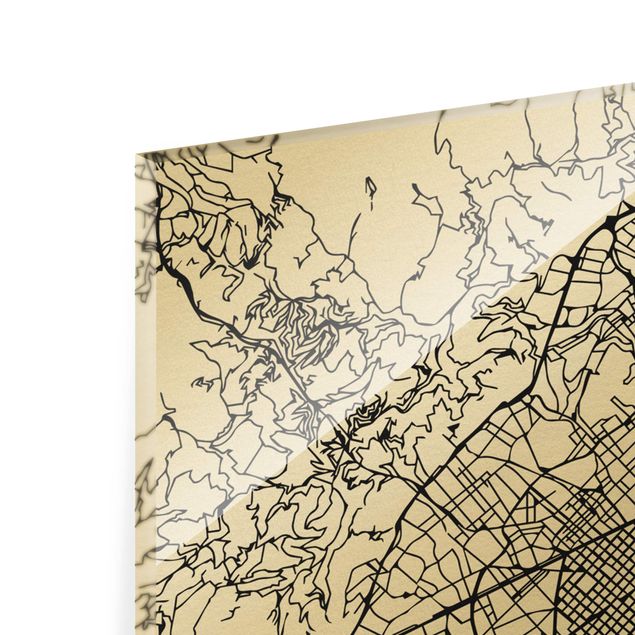 Wanddeko schwarz-weiß Stadtplan Barcelona - Klassik