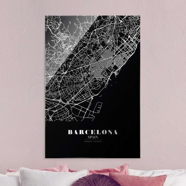 Wanddeko Flur Stadtplan Barcelona - Klassik Schwarz