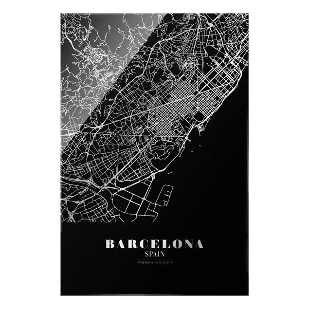 Wanddeko Jugendzimmer Stadtplan Barcelona - Klassik Schwarz