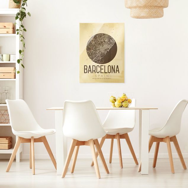 Wanddeko Esszimmer Stadtplan Barcelona - Retro