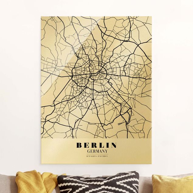 Wanddeko Schlafzimmer Stadtplan Berlin - Klassik