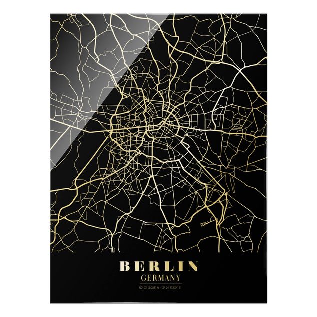 Wanddeko Esszimmer Stadtplan Berlin - Klassik Schwarz