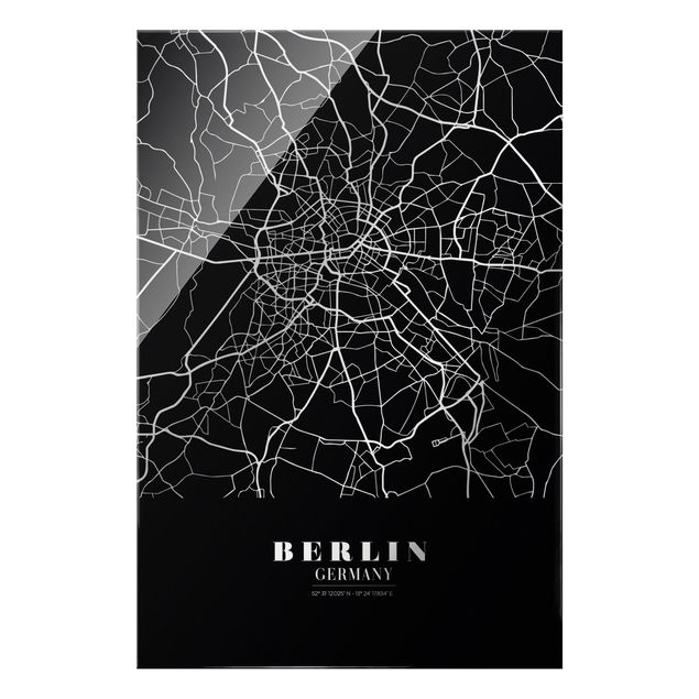 Wanddeko Esszimmer Stadtplan Berlin - Klassik Schwarz