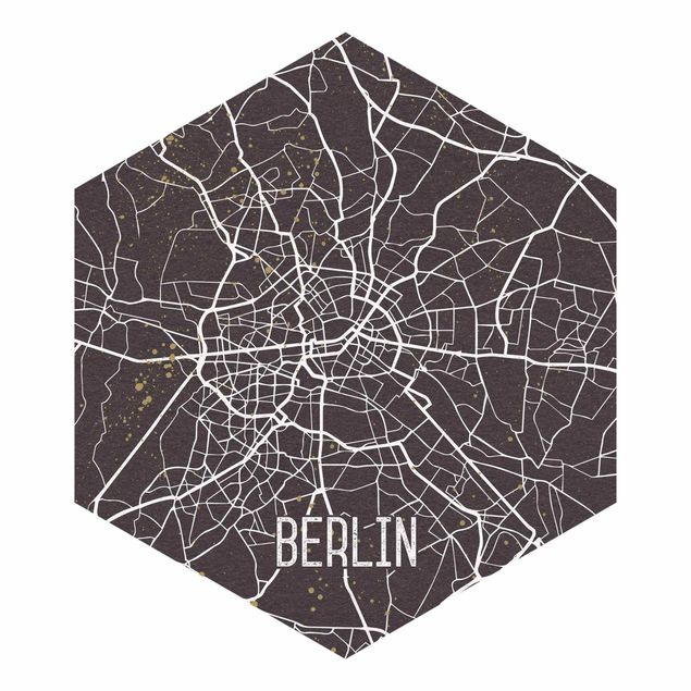 Wanddeko grau Stadtplan Berlin - Retro