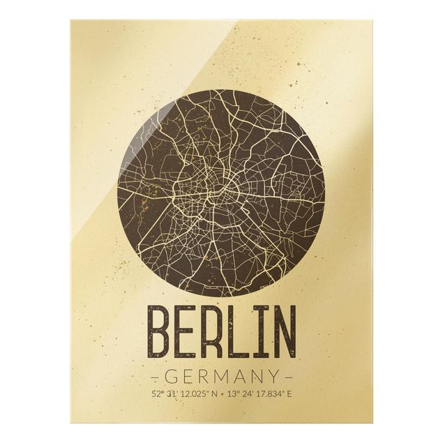 Wanddeko Büro Stadtplan Berlin - Retro