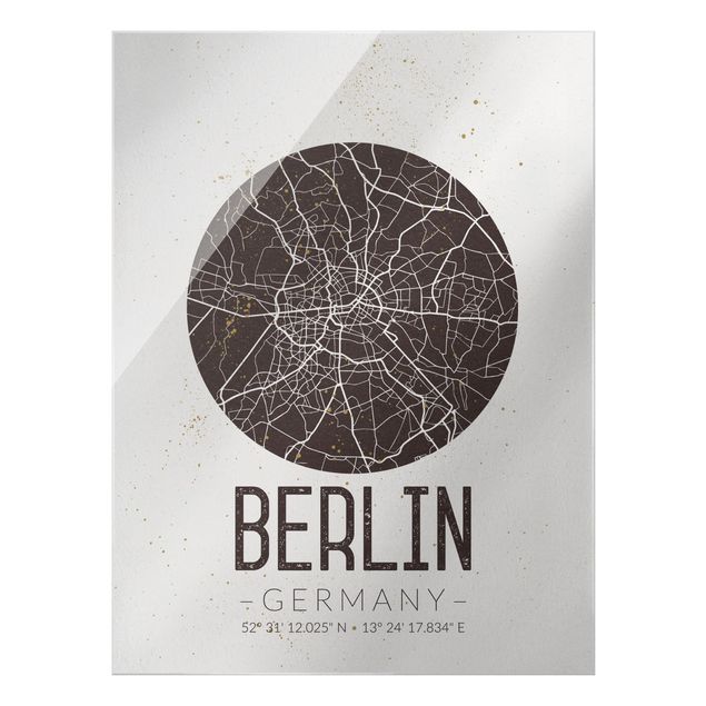 Wanddeko Büro Stadtplan Berlin - Retro