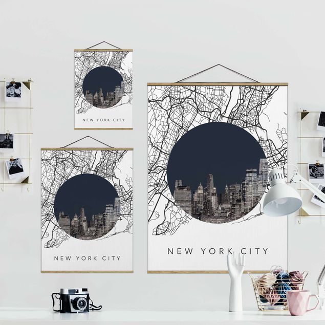 Wanddeko Esszimmer Stadtplan Collage New York City