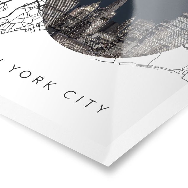 Wanddeko Büro Stadtplan Collage New York City