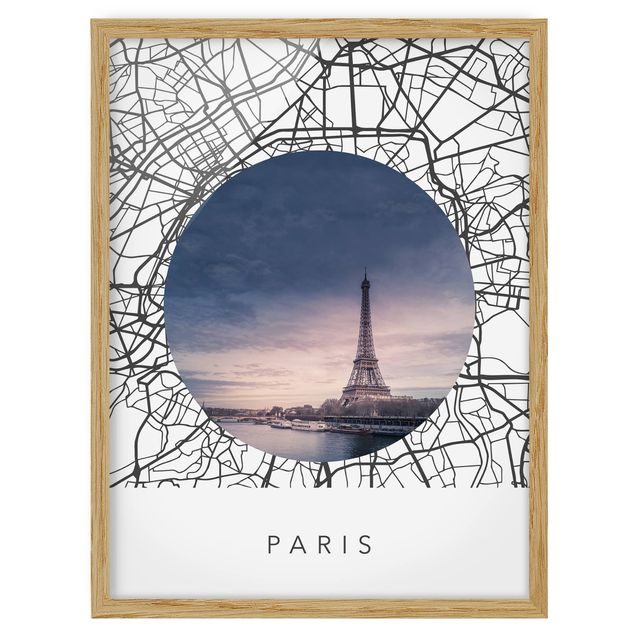 Wanddeko Flur Stadtplan Collage Paris