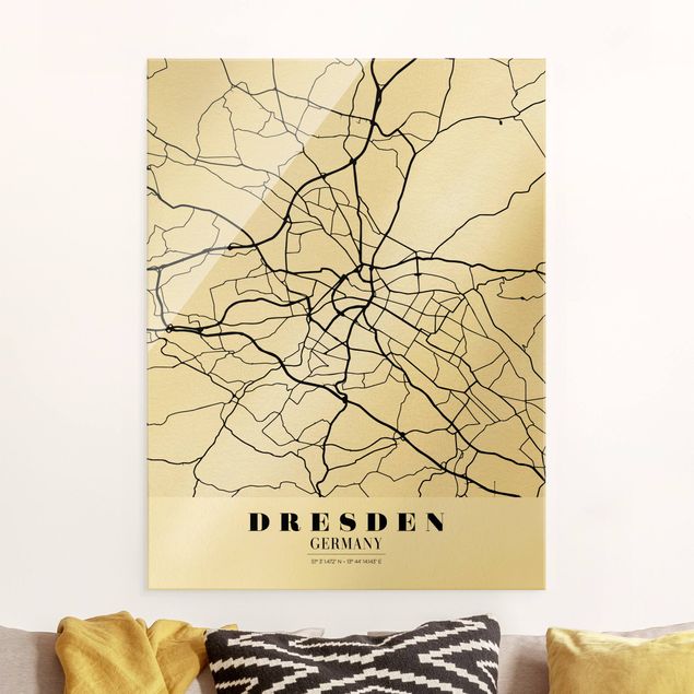 Wanddeko Schlafzimmer Stadtplan Dresden - Klassik