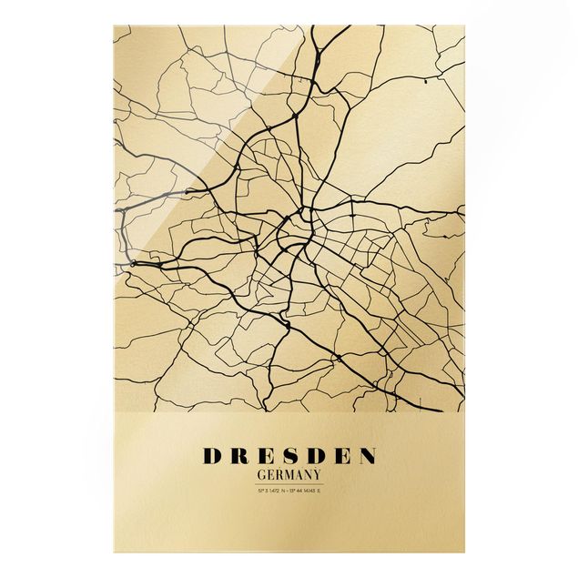 Wanddeko über Sofa Stadtplan Dresden - Klassik