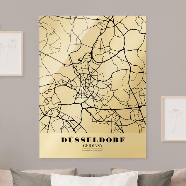 Wanddeko Flur Stadtplan Düsseldorf - Klassik