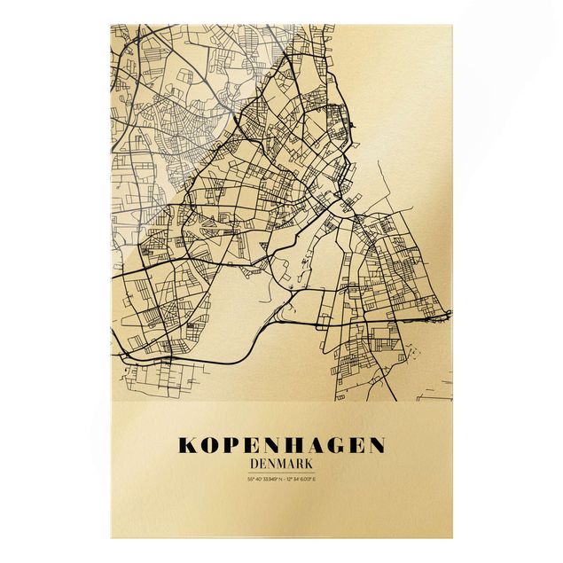 Wanddeko über Sofa Stadtplan Kopenhagen - Klassik