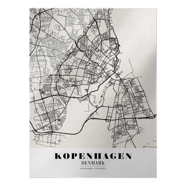 Wanddeko Jugendzimmer Stadtplan Kopenhagen - Klassik