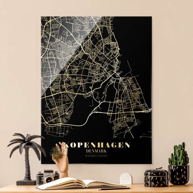 Wanddeko Flur Stadtplan Kopenhagen - Klassik Schwarz