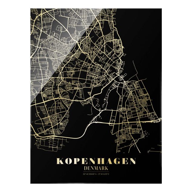 Wanddeko Jugendzimmer Stadtplan Kopenhagen - Klassik Schwarz