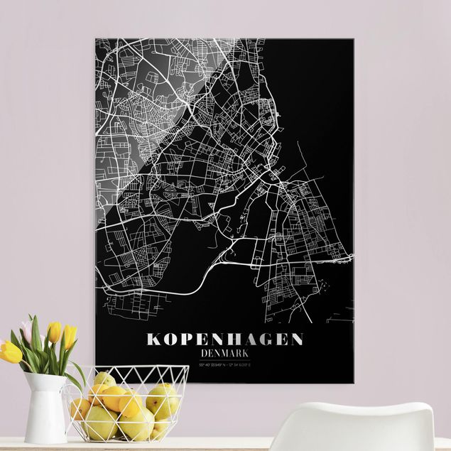 Wanddeko Flur Stadtplan Kopenhagen - Klassik Schwarz