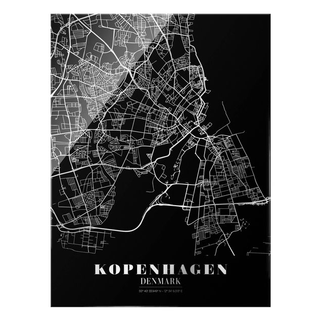Wanddeko Jugendzimmer Stadtplan Kopenhagen - Klassik Schwarz