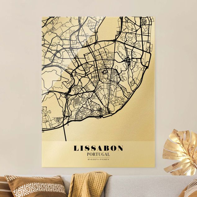 Wanddeko Flur Stadtplan Lissabon - Klassik