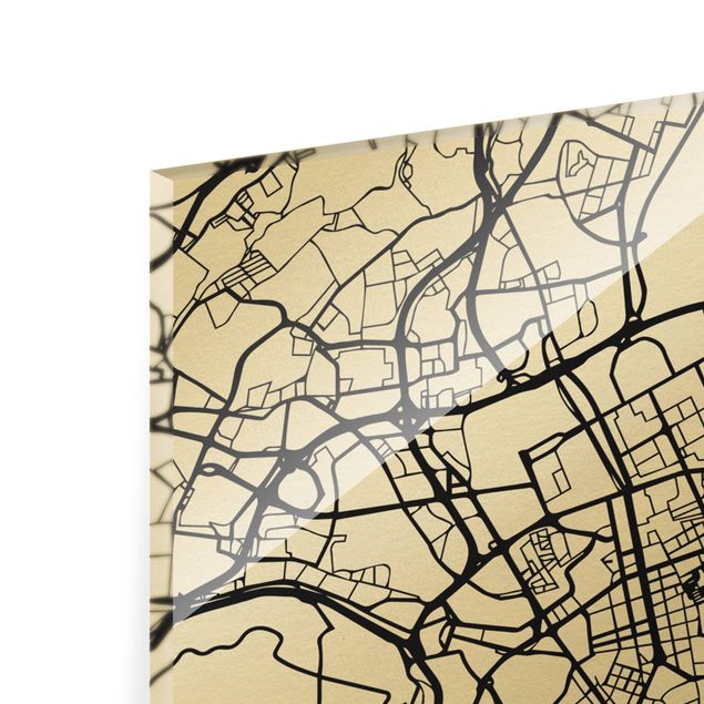 Wanddeko schwarz-weiß Stadtplan Lissabon - Klassik